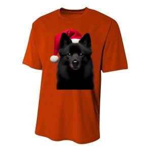 Schipperke With Santa Hat Christmas Dog Owner Lover Xmas Mom Gift Performance Sprint T-Shirt