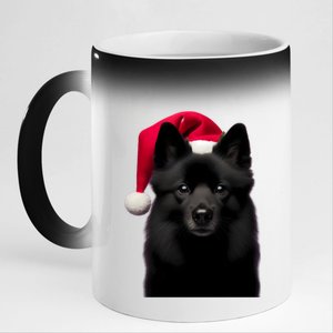 Schipperke With Santa Hat Christmas Dog Owner Lover Xmas Mom Gift 11oz Black Color Changing Mug