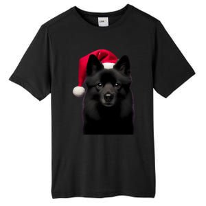 Schipperke With Santa Hat Christmas Dog Owner Lover Xmas Mom Gift Tall Fusion ChromaSoft Performance T-Shirt