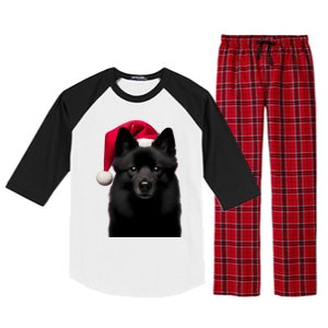 Schipperke With Santa Hat Christmas Dog Owner Lover Xmas Mom Gift Raglan Sleeve Pajama Set