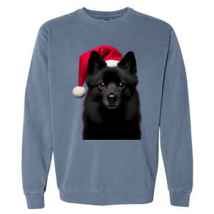 Schipperke With Santa Hat Christmas Dog Owner Lover Xmas Mom Gift Garment-Dyed Sweatshirt