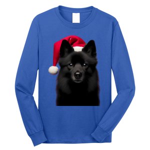 Schipperke With Santa Hat Christmas Dog Owner Lover Xmas Mom Gift Long Sleeve Shirt