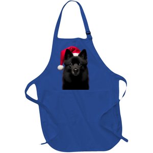 Schipperke With Santa Hat Christmas Dog Owner Lover Xmas Mom Gift Full-Length Apron With Pockets