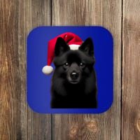 Schipperke With Santa Hat Christmas Dog Owner Lover Xmas Mom Gift Coaster