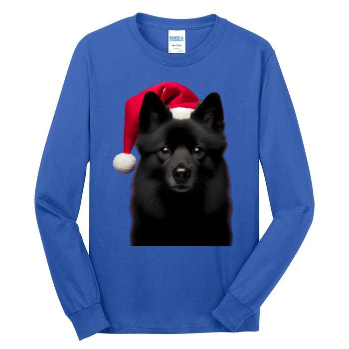 Schipperke With Santa Hat Christmas Dog Owner Lover Xmas Mom Gift Tall Long Sleeve T-Shirt