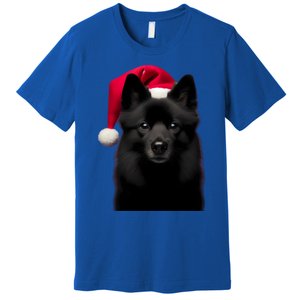 Schipperke With Santa Hat Christmas Dog Owner Lover Xmas Mom Gift Premium T-Shirt