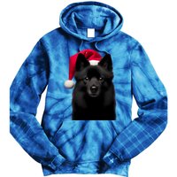 Schipperke With Santa Hat Christmas Dog Owner Lover Xmas Mom Gift Tie Dye Hoodie