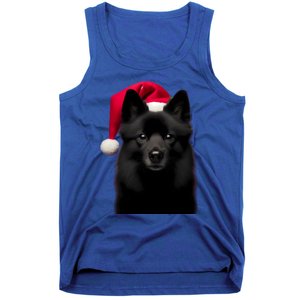 Schipperke With Santa Hat Christmas Dog Owner Lover Xmas Mom Gift Tank Top