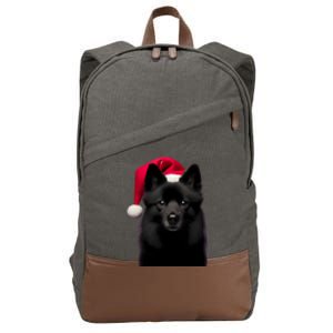 Schipperke With Santa Hat Christmas Dog Owner Lover Xmas Mom Gift Cotton Canvas Backpack