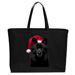 Schipperke With Santa Hat Christmas Dog Owner Lover Xmas Mom Gift Cotton Canvas Jumbo Tote