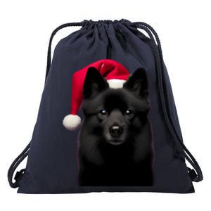 Schipperke With Santa Hat Christmas Dog Owner Lover Xmas Mom Gift Drawstring Bag