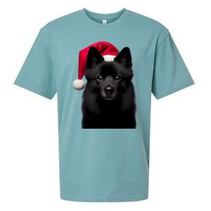 Schipperke With Santa Hat Christmas Dog Owner Lover Xmas Mom Gift Sueded Cloud Jersey T-Shirt