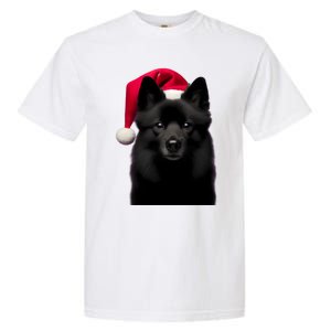 Schipperke With Santa Hat Christmas Dog Owner Lover Xmas Mom Gift Garment-Dyed Heavyweight T-Shirt