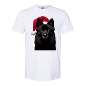 Schipperke With Santa Hat Christmas Dog Owner Lover Xmas Mom Gift Softstyle CVC T-Shirt