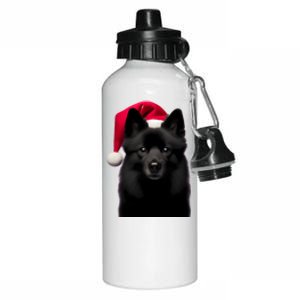 Schipperke With Santa Hat Christmas Dog Owner Lover Xmas Mom Gift Aluminum Water Bottle