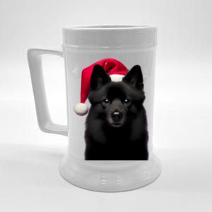 Schipperke With Santa Hat Christmas Dog Owner Lover Xmas Mom Gift Beer Stein