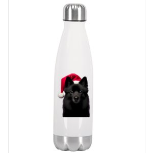 Schipperke With Santa Hat Christmas Dog Owner Lover Xmas Mom Gift Stainless Steel Insulated Water Bottle