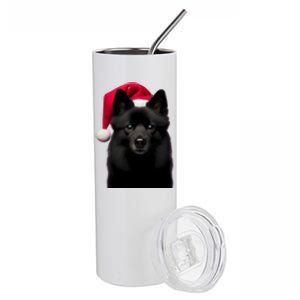 Schipperke With Santa Hat Christmas Dog Owner Lover Xmas Mom Gift Stainless Steel Tumbler