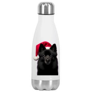 Schipperke With Santa Hat Christmas Dog Owner Lover Xmas Mom Gift Stainless Steel Insulated Water Bottle