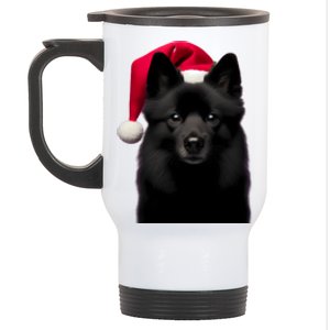 Schipperke With Santa Hat Christmas Dog Owner Lover Xmas Mom Gift Stainless Steel Travel Mug