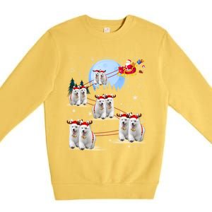 Santa White Swiss Shepherd Reindeer Sleigh Santa Christmas Cute Gift Premium Crewneck Sweatshirt