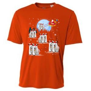 Santa White Swiss Shepherd Reindeer Sleigh Santa Christmas Cute Gift Cooling Performance Crew T-Shirt