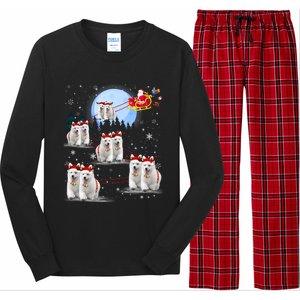 Santa White Swiss Shepherd Reindeer Sleigh Santa Christmas Cute Gift Long Sleeve Pajama Set