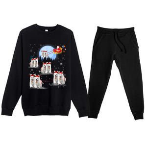 Santa White Swiss Shepherd Reindeer Sleigh Santa Christmas Cute Gift Premium Crewneck Sweatsuit Set