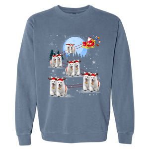 Santa White Swiss Shepherd Reindeer Sleigh Santa Christmas Cute Gift Garment-Dyed Sweatshirt