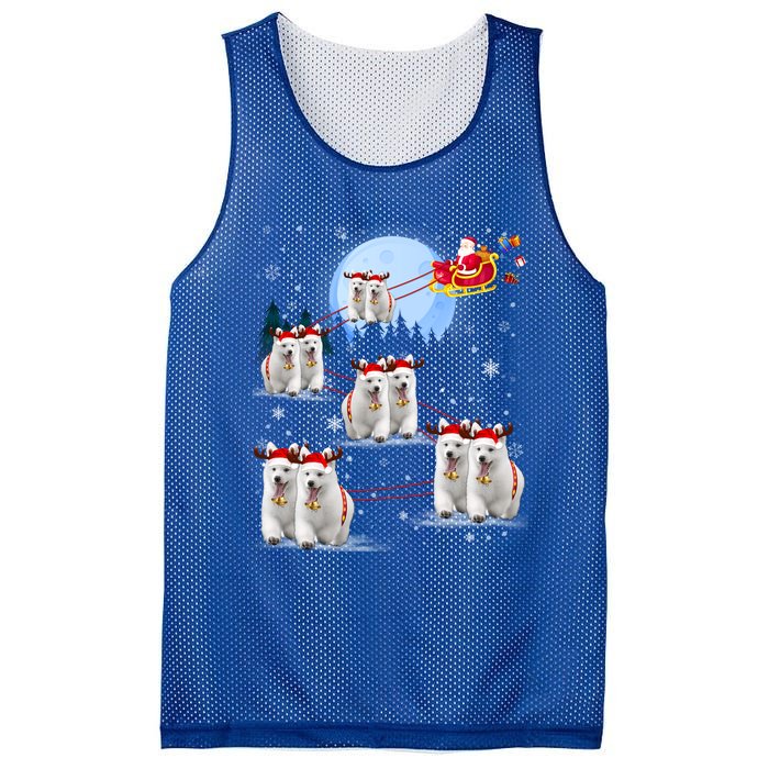 Santa White Swiss Shepherd Reindeer Sleigh Santa Christmas Cute Gift Mesh Reversible Basketball Jersey Tank