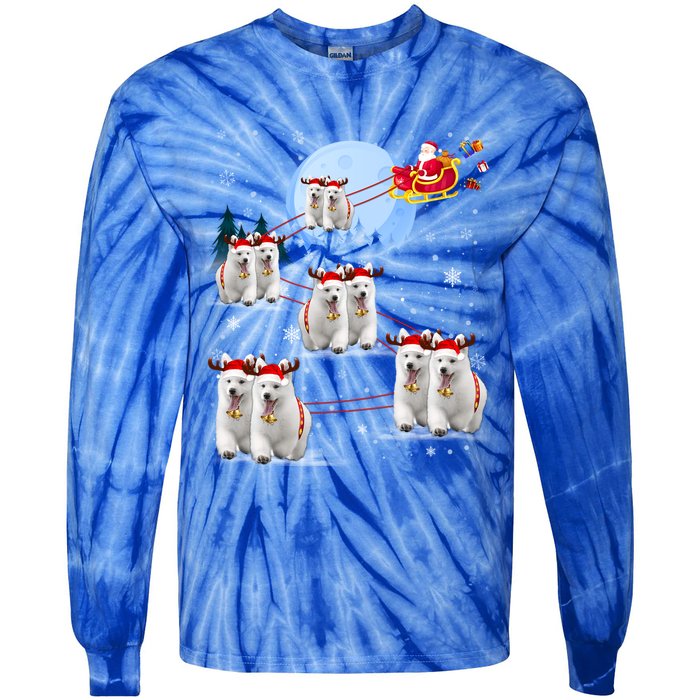 Santa White Swiss Shepherd Reindeer Sleigh Santa Christmas Cute Gift Tie-Dye Long Sleeve Shirt