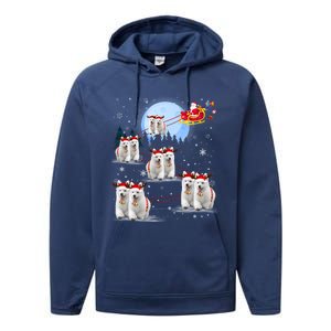 Santa White Swiss Shepherd Reindeer Sleigh Santa Christmas Cute Gift Performance Fleece Hoodie