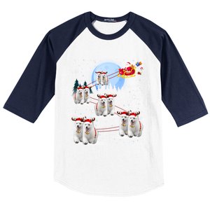 Santa White Swiss Shepherd Reindeer Sleigh Santa Christmas Cute Gift Baseball Sleeve Shirt