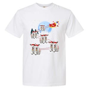 Santa White Swiss Shepherd Reindeer Sleigh Santa Christmas Cute Gift Garment-Dyed Heavyweight T-Shirt