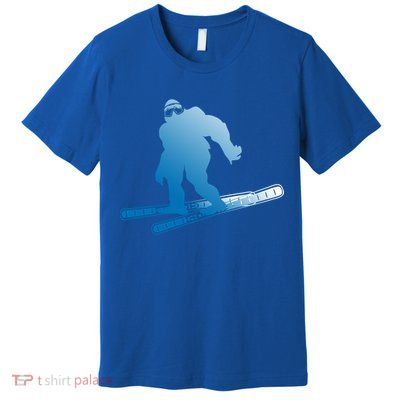 Ski Winter Sports Sasquatch Cryptozoology Skiing Bigfoot Gift Premium T-Shirt