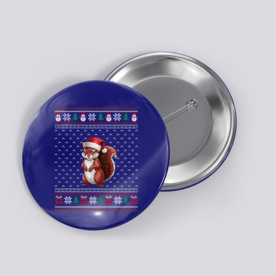 Squirrel Wearing Santa Hat Ugly Xmas Squirrel Lovers Funny Gift Button