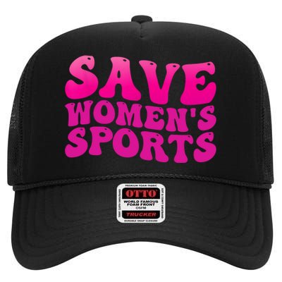 Save Wo's Sports Act ProtectWomensSports Support Groovy High Crown Mesh Back Trucker Hat