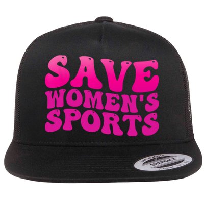 Save Wo's Sports Act ProtectWomensSports Support Groovy Flat Bill Trucker Hat