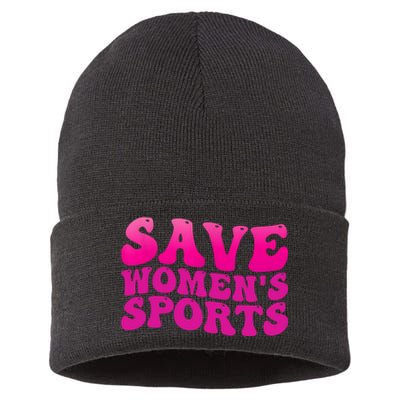 Save Wo's Sports Act ProtectWomensSports Support Groovy Sustainable Knit Beanie