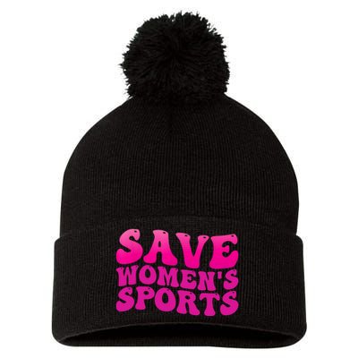 Save Wo's Sports Act ProtectWomensSports Support Groovy Pom Pom 12in Knit Beanie