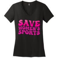 Save Wo's Sports Act ProtectWomensSports Support Groovy Women's V-Neck T-Shirt