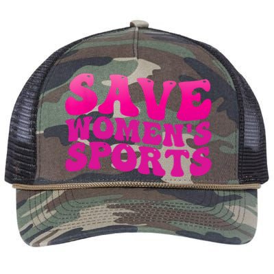 Save Wo's Sports Act ProtectWomensSports Support Groovy Retro Rope Trucker Hat Cap