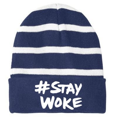 Stay Woke Shirt Stay Woke Striped Beanie with Solid Band