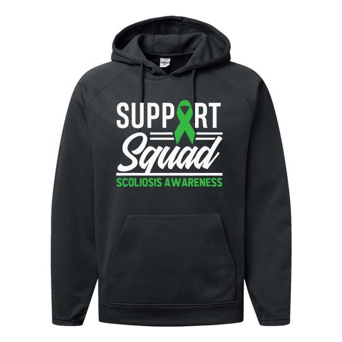 Scoliosis Warrior Support Squad Scoliosis Awareness Performance Fleece Hoodie