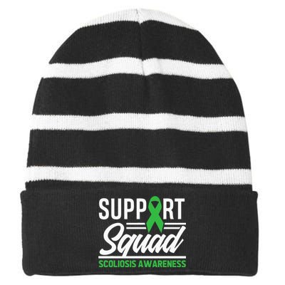 Scoliosis Warrior Support Squad Scoliosis Awareness Striped Beanie with Solid Band