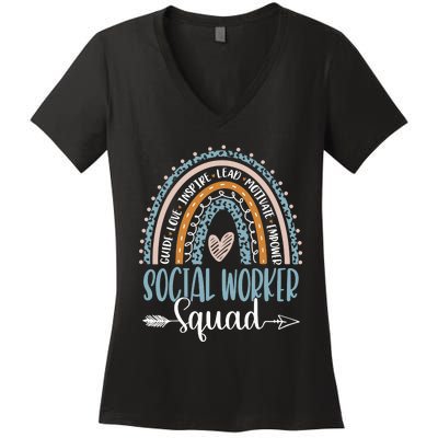 Social Worker Squad Week Rainbow Appreciation Day For Wo Women's V-Neck T-Shirt