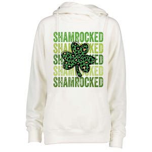 Shamrocked Womens St Patty's Cute St Paddy's Day Retro Irish Womens Funnel Neck Pullover Hood