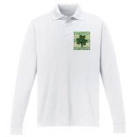 Shamrocked Womens St Patty's Cute St Paddy's Day Retro Irish Performance Long Sleeve Polo