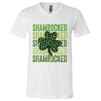 Shamrocked Womens St Patty's Cute St Paddy's Day Retro Irish V-Neck T-Shirt