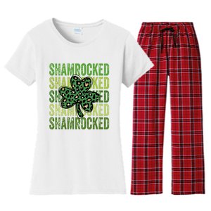 Shamrocked Womens St Patty's Cute St Paddy's Day Retro Irish Women's Flannel Pajama Set